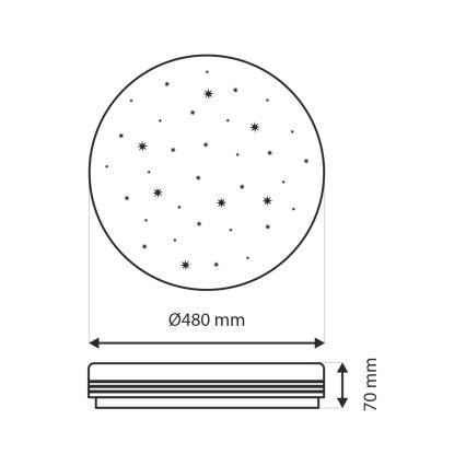 LED Pritemdomas lubinis šviestuvas VENTA LED/36W/230V 2700-6500K diametras 48 cm + nuotolinio valdymo pultas