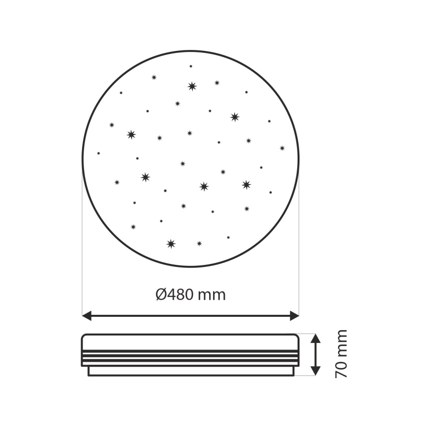 LED Pritemdomas lubinis šviestuvas VENTA LED/36W/230V 2700-6500K diametras 48 cm + nuotolinio valdymo pultas