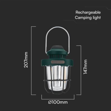 LED Pritemdomas pakabinamas įkraunamas lauko šviestuvas LED/5W/5V 2700-6500K IP44