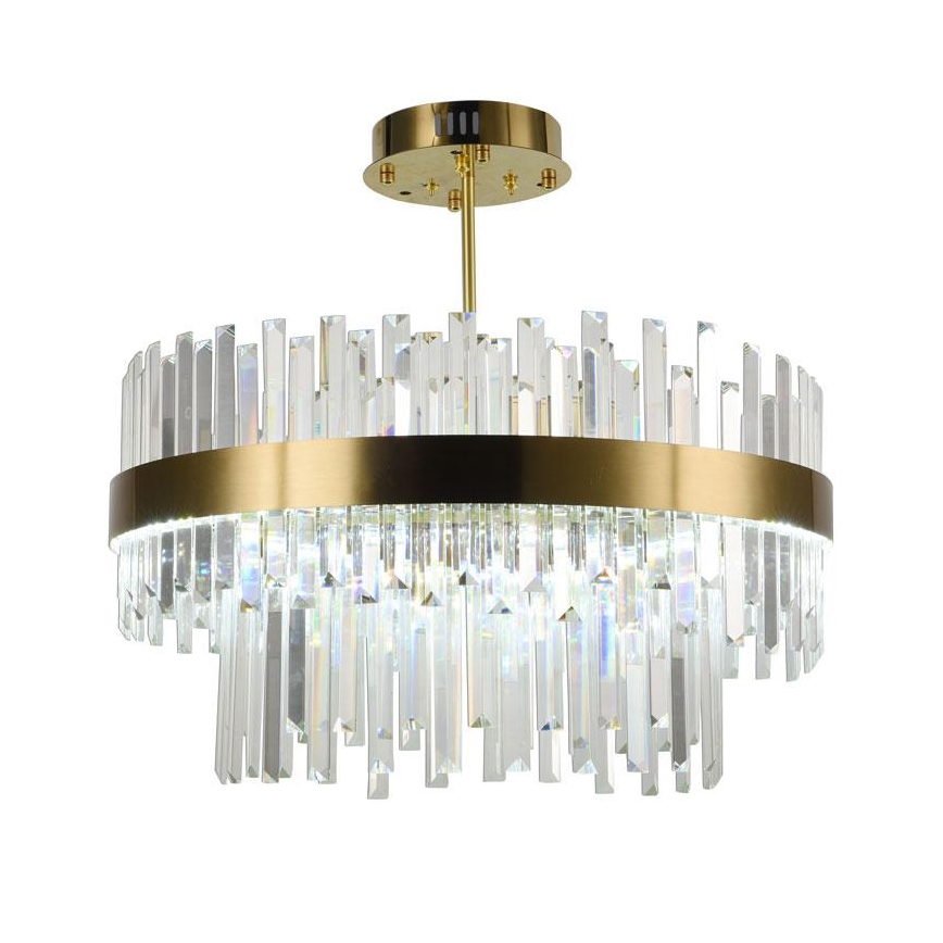 LED šviesos reguliavimas krištolas Sietynas na tyči LED/80W/230V 3000-6500K auksas + nuotolinio valdymo pultas