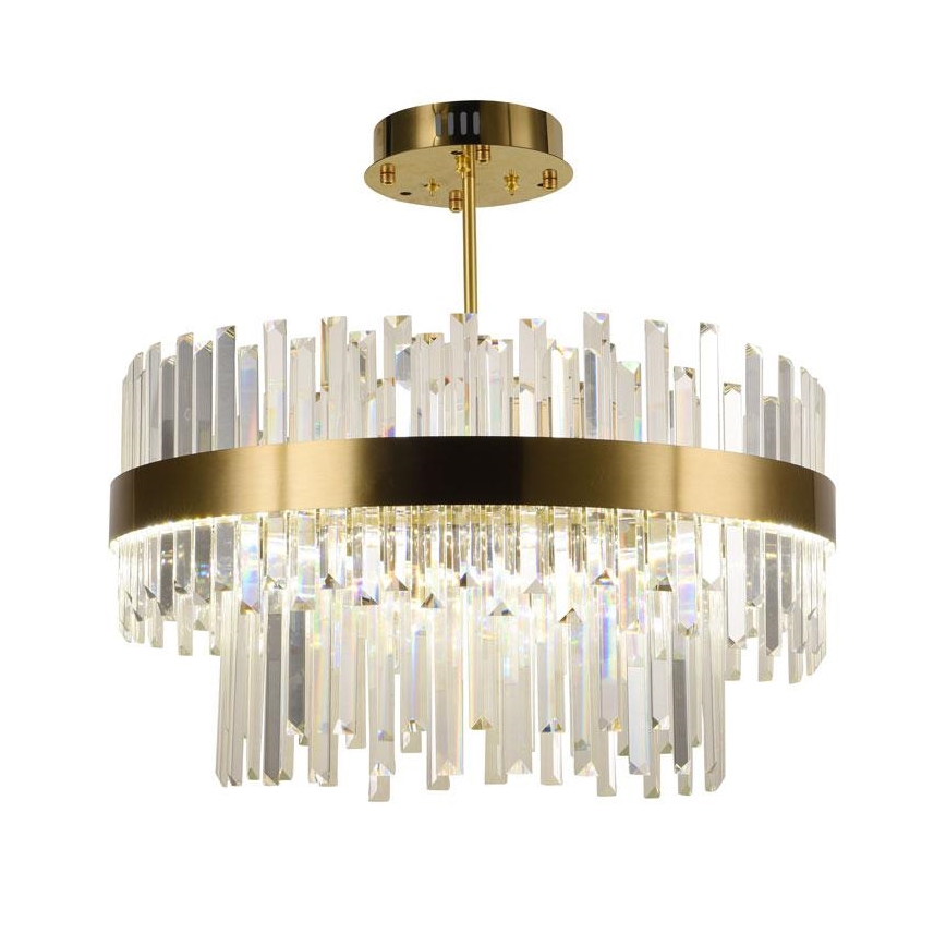 LED šviesos reguliavimas krištolas Sietynas na tyči LED/80W/230V 3000-6500K auksas + nuotolinio valdymo pultas