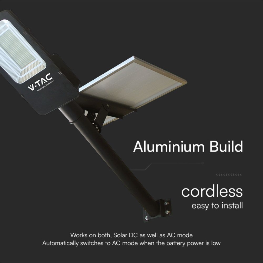 LED pritemdomas hibridinis saulės energijos gatvės šviestuvas LED/50W/230V 4000K IP65 50000 mAh + nuotolinio valdymo pultas