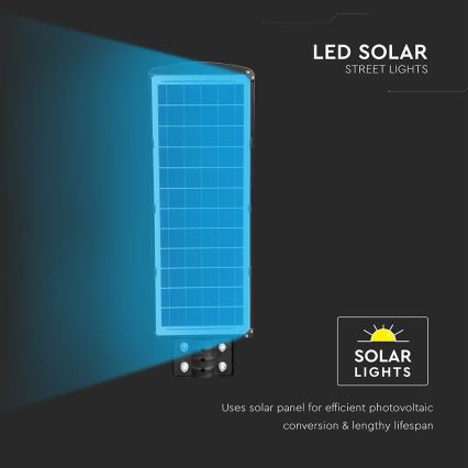 LED Pritemdomo saulės energijos gatvės šviestuvas su judesio ir prieblandos jutikliu LED/12W/3,2V 6000K IP65 10000 mAh juoda + nuotolinio valdymo pultas