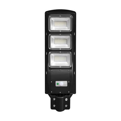 LED Pritemdomo saulės energijos gatvės šviestuvas su judesio ir prieblandos jutikliu LED/12W/3,2V 6000K IP65 10000 mAh juoda + nuotolinio valdymo pultas