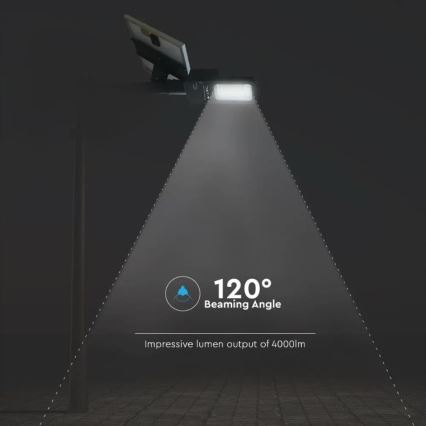 LED Pritemdomas saulės gatvės lempa LED/50W/6,4V 6000K IP65 50000 mAh + nuotolinio valdymo pultas