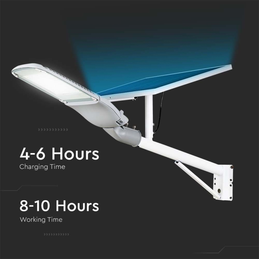 LED Pritemdomas saulės gatvės lempa SAMSUNG CHIP LED/50W/6,4V 6000K IP65 30000 mAh + nuotolinio valdymo pultas