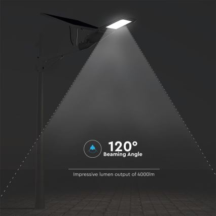 LED Pritemdomas saulės gatvės lempa SAMSUNG CHIP LED/50W/6,4V 6000K IP65 30000 mAh + nuotolinio valdymo pultas