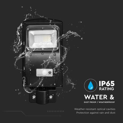 LED Pritemdomo saulės energijos gatvės šviestuvas su judesio ir prieblandos jutikliu LED/6W/3,2V 6000K IP65 5000 mAh juoda + nuotolinio valdymo pultas