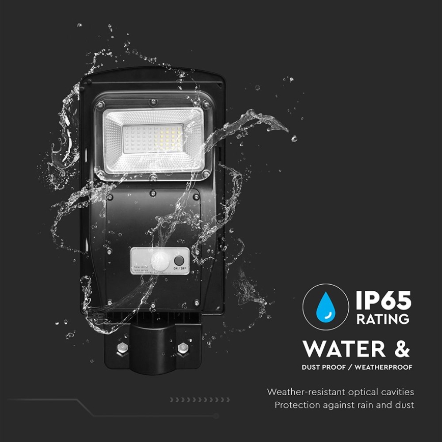 LED Pritemdomo saulės energijos gatvės šviestuvas su judesio ir prieblandos jutikliu LED/6W/3,2V 6000K IP65 5000 mAh juoda + nuotolinio valdymo pultas