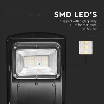 LED Pritemdomo saulės energijos gatvės šviestuvas su judesio ir prieblandos jutikliu LED/6W/3,2V 6000K IP65 5000 mAh juoda + nuotolinio valdymo pultas