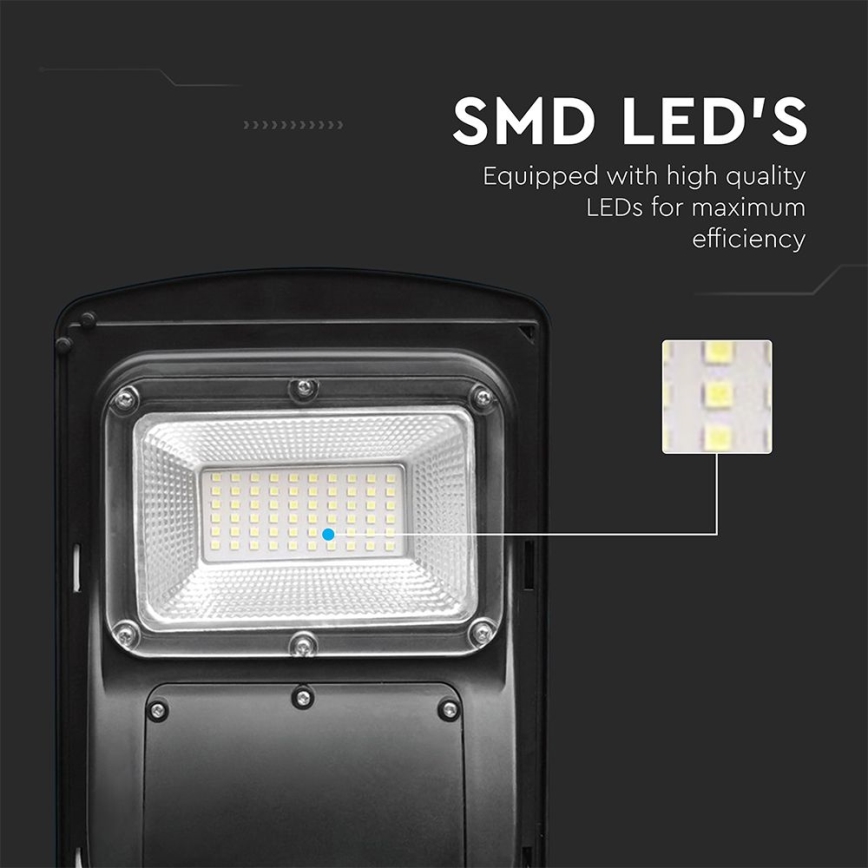 LED Pritemdomo saulės energijos gatvės šviestuvas su judesio ir prieblandos jutikliu LED/6W/3,2V 6000K IP65 5000 mAh juoda + nuotolinio valdymo pultas
