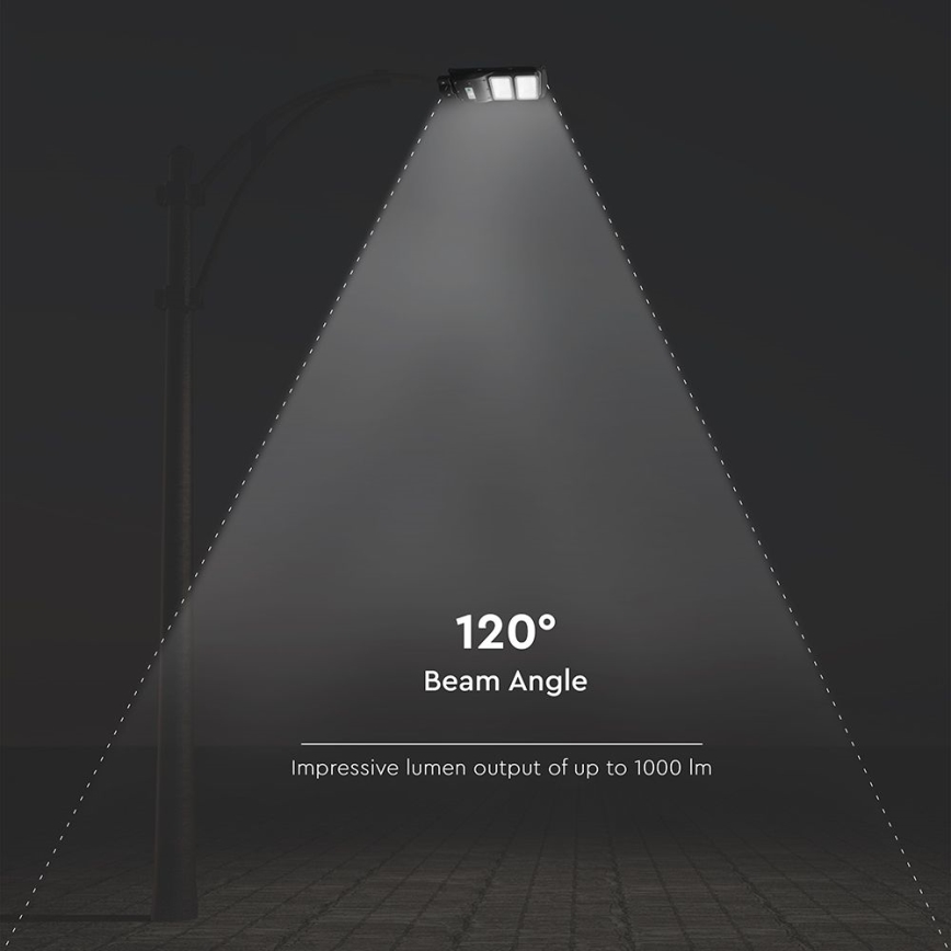 LED Pritemdomo saulės energijos gatvės šviestuvas su judesio ir prieblandos jutikliu LED/8W/3,2V 6000K IP65 9000 mAh juoda + nuotolinio valdymo pultas