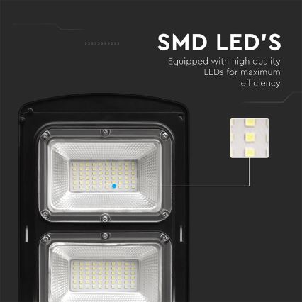 LED Pritemdomo saulės energijos gatvės šviestuvas su judesio ir prieblandos jutikliu LED/8W/3,2V 6000K IP65 9000 mAh juoda + nuotolinio valdymo pultas