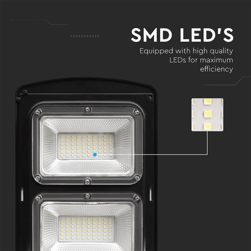 LED Pritemdomo saulės energijos gatvės šviestuvas su judesio ir prieblandos jutikliu LED/8W/3,2V 6000K IP65 9000 mAh juoda + nuotolinio valdymo pultas