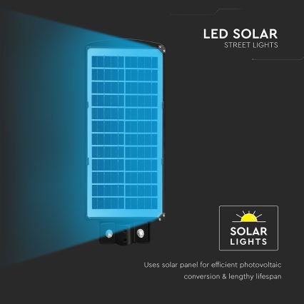 LED Pritemdomo saulės energijos gatvės šviestuvas su judesio ir prieblandos jutikliu LED/8W/3,2V 6000K IP65 9000 mAh juoda + nuotolinio valdymo pultas