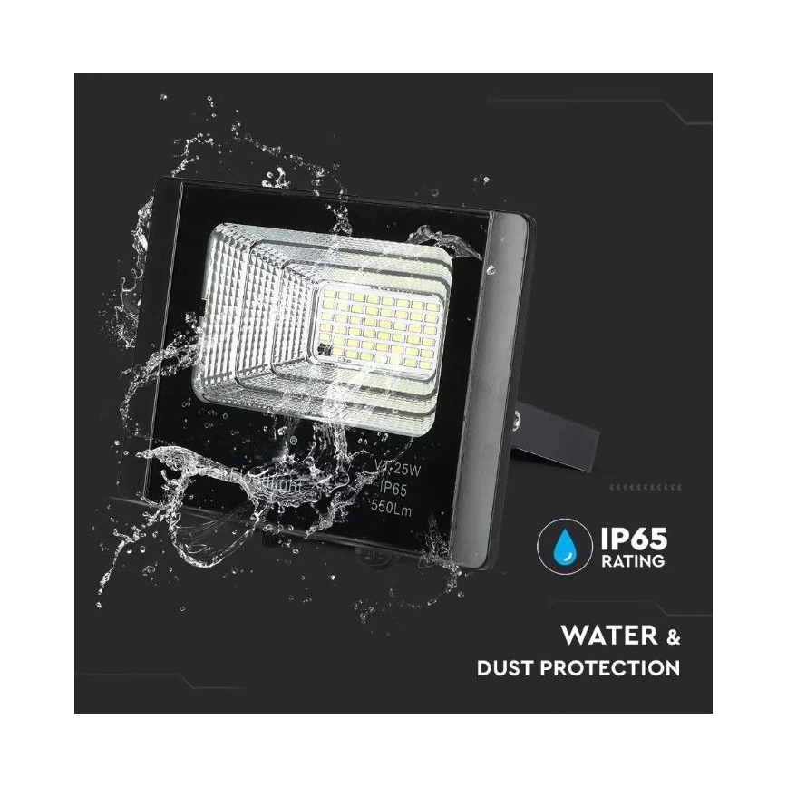 LED Pritemdomas saulės prožektorius LED/12W/3,2V 6000K IP65 5000 mAh + nuotolinio valdymo pultas