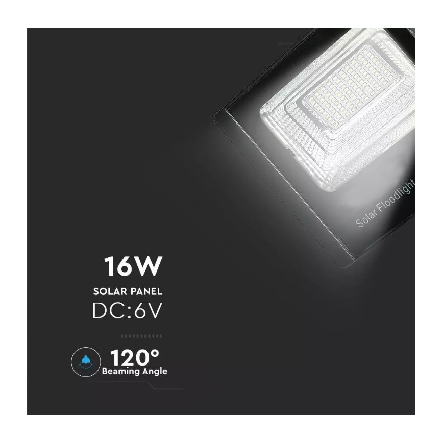 LED Pritemdomas saulės prožektorius LED/16W/3,2V 4000K IP65 10000 mAh + nuotolinio valdymo pultas