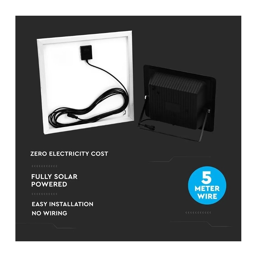 LED Pritemdomas saulės prožektorius LED/20W/6,4V 4000K IP65 10000 mAh + nuotolinio valdymo pultas