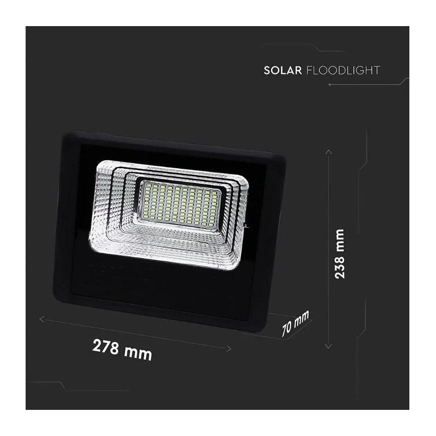 LED Pritemdomas saulės prožektorius LED/20W/6,4V 4000K IP65 10000 mAh + nuotolinio valdymo pultas