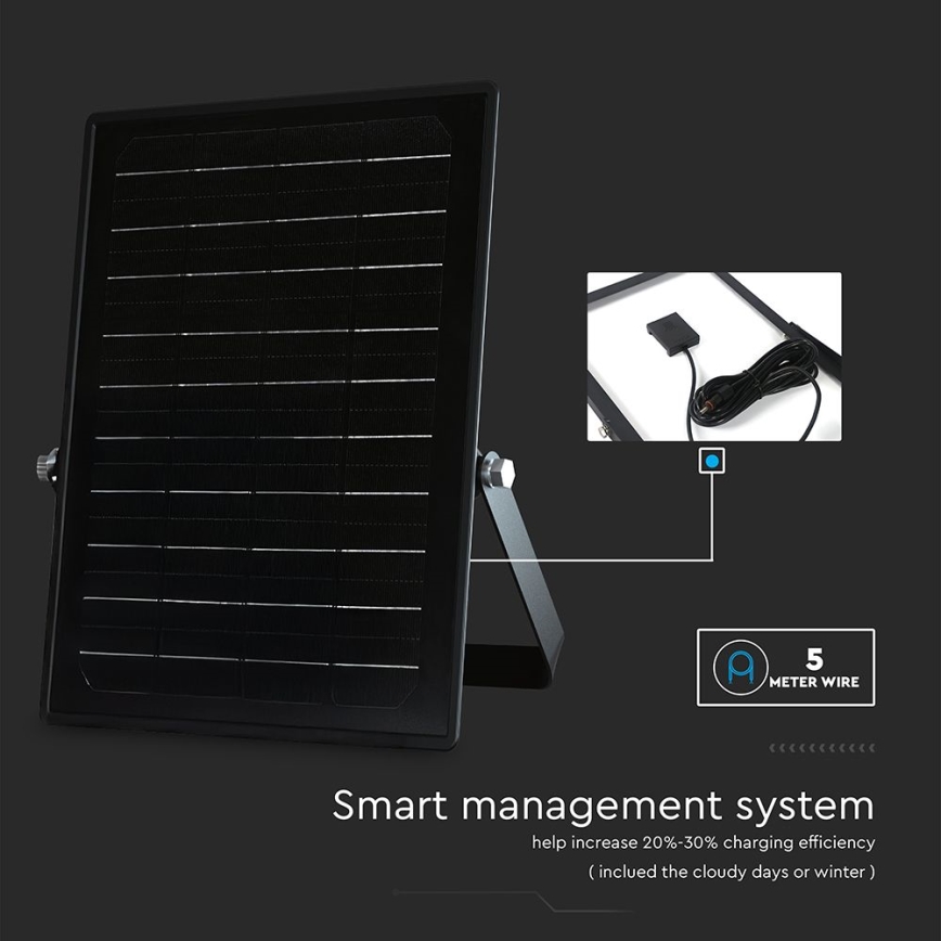 LED Pritemdomas saulės prožektorius su jutikliu LED/10W/3,7V 4000/6000K IP65 + nuotolinio valdymo pultas