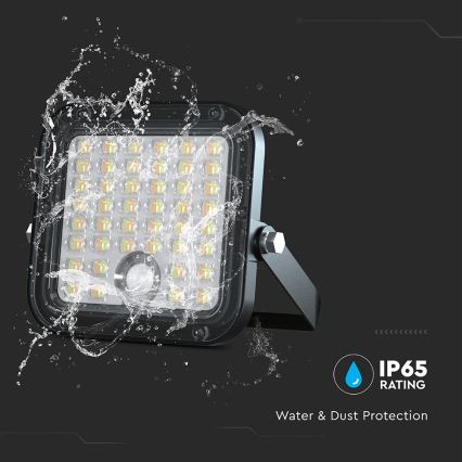 LED Pritemdomas saulės prožektorius su jutikliu LED/10W/3,7V 4000/6000K IP65 + nuotolinio valdymo pultas