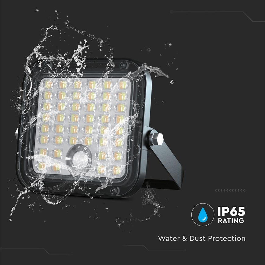 LED Pritemdomas saulės prožektorius su jutikliu LED/10W/3,7V 4000/6000K IP65 + nuotolinio valdymo pultas