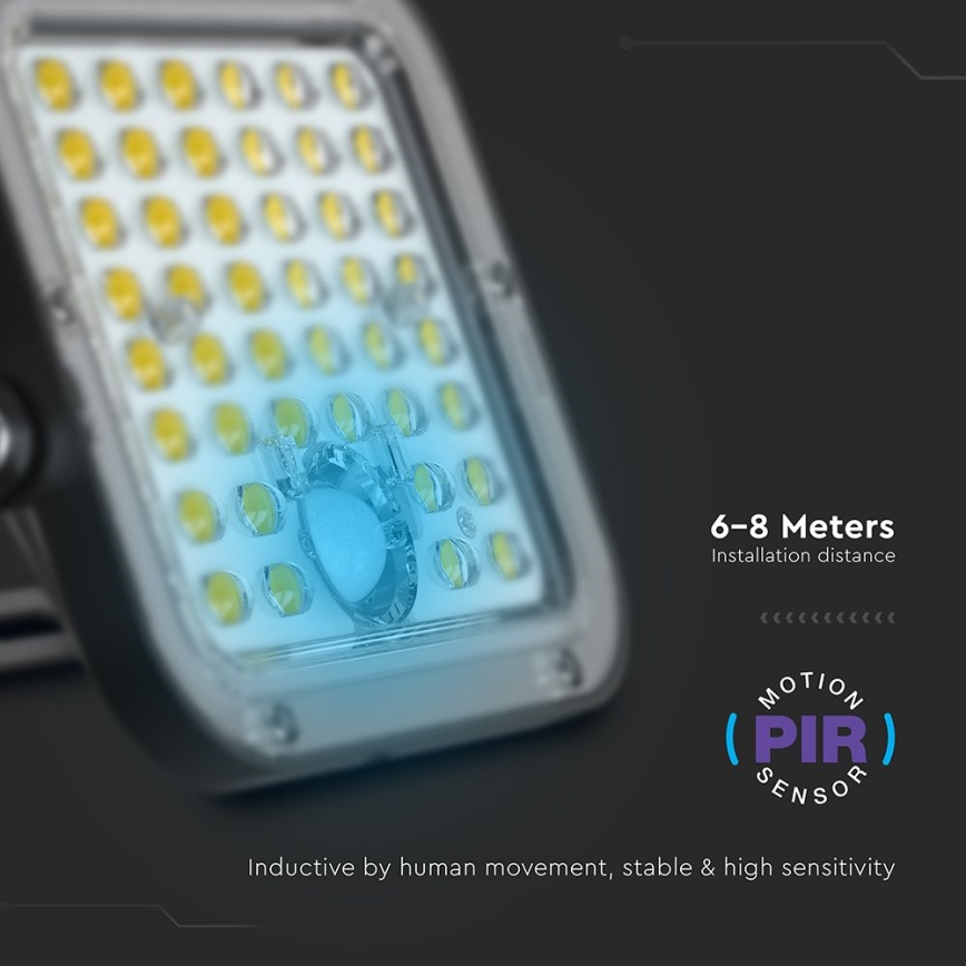 LED Pritemdomas saulės prožektorius su jutikliu LED/10W/3,7V 4000/6000K IP65 + nuotolinio valdymo pultas