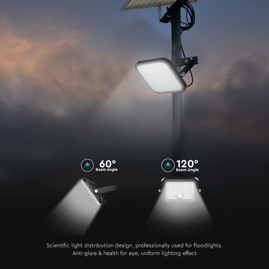 LED Pritemdomas saulės prožektorius su jutikliu LED/10W/3,7V 4000/6000K IP65 + nuotolinio valdymo pultas