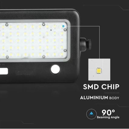 LED Pritemdomas saulės prožektorius su jutikliu LED/10W/3,7V 4000K IP65 7200 mAh + USB prievadas