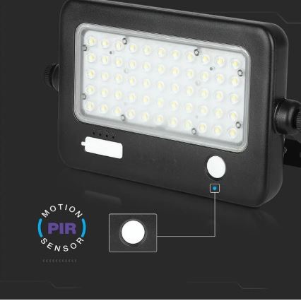 LED Pritemdomas saulės prožektorius su jutikliu LED/10W/3,7V 4000K IP65 7200 mAh + USB prievadas