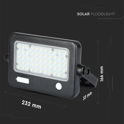 LED Pritemdomas saulės prožektorius su jutikliu LED/10W/3,7V 4000K IP65 7200 mAh + USB prievadas