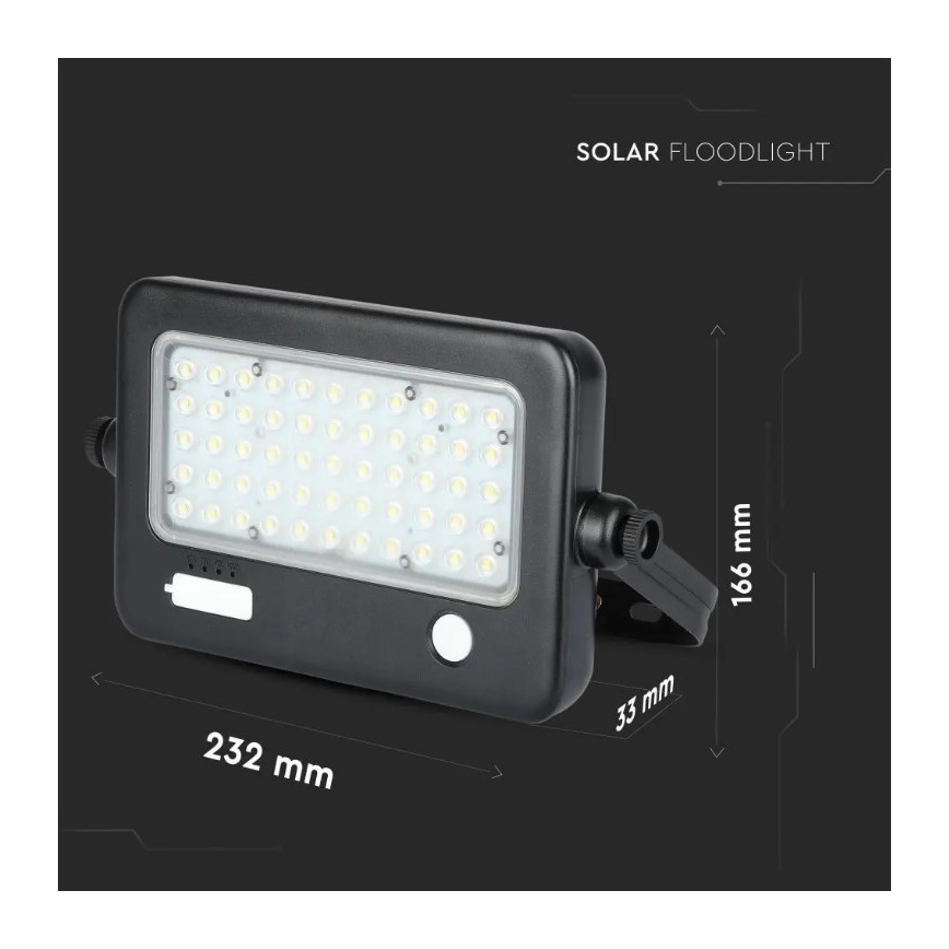 LED Pritemdomas saulės prožektorius su jutikliu LED/10W/3,7V 4000K IP65 7200 mAh + USB prievadas