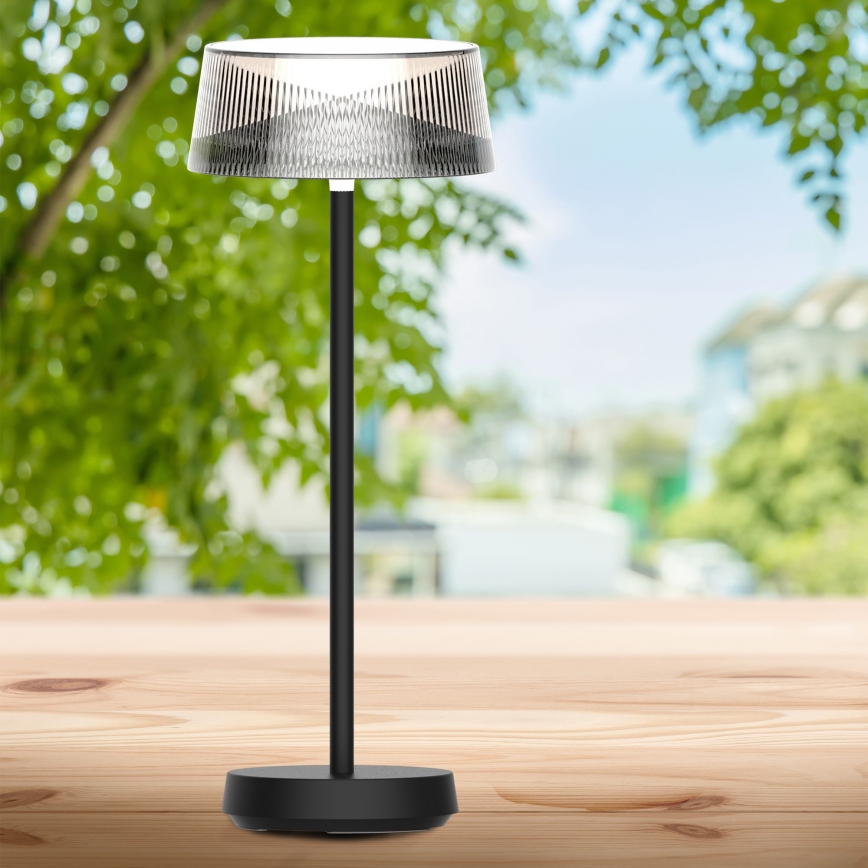 LED Pritemdomas jutiklinis lauko stalinis šviestuvas CASABLANCA LED/3,4W/5V USB 3600 mAh IP44 juoda