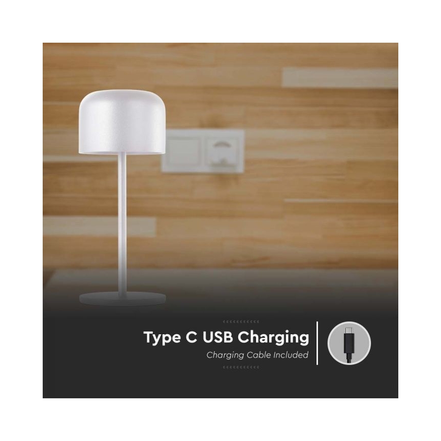 LED Pritemdoma įkraunama jutiklinė stalinė lempa LED/1,5W/5V 2700-5700K IP54 2200 mAh balta
