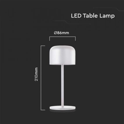 LED Pritemdoma įkraunama jutiklinė stalinė lempa LED/1,5W/5V 2700-5700K IP54 2200 mAh balta