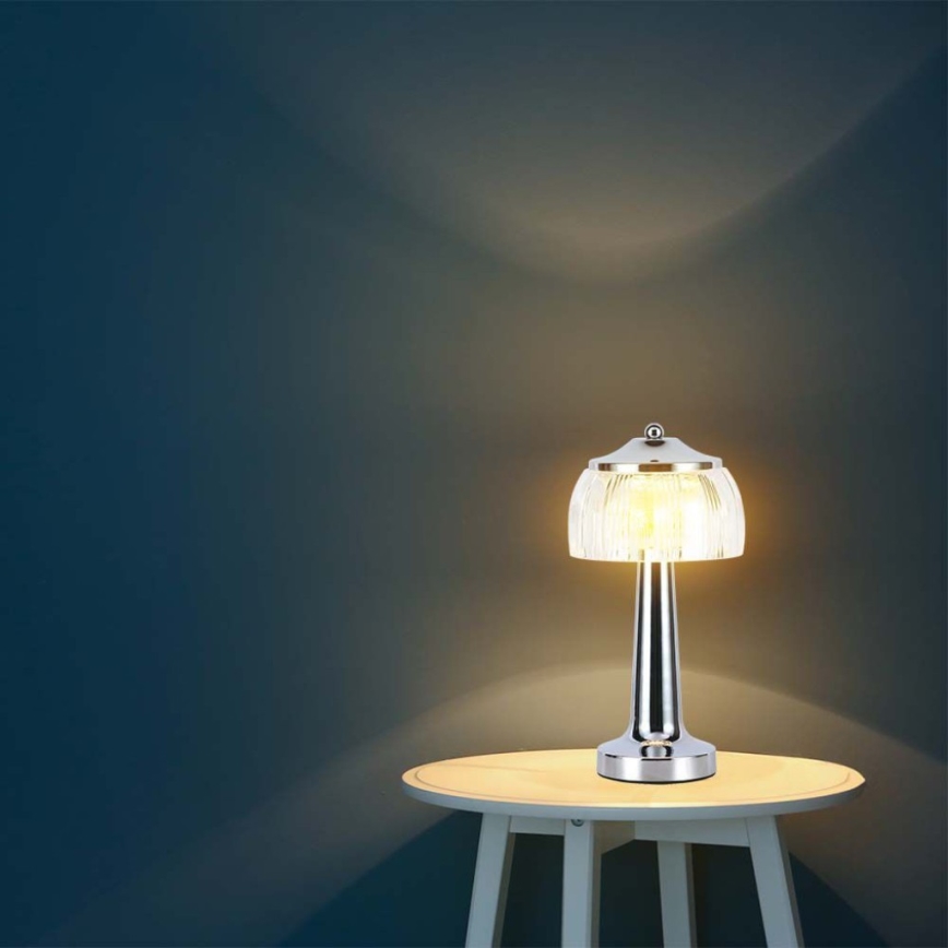LED Pritemdoma įkraunama jutiklinė stalinė lempa LED/1W/5V 3000-6000K 1800 mAh blizgus chromas