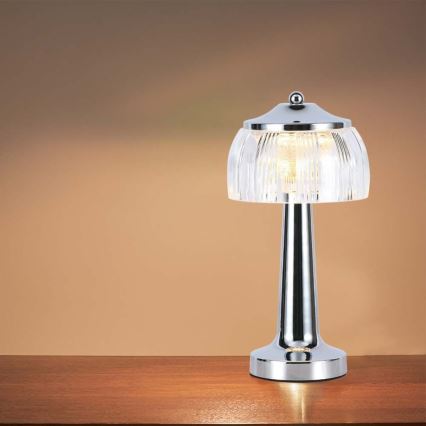 LED Pritemdoma įkraunama jutiklinė stalinė lempa LED/1W/5V 3000-6000K 1800 mAh blizgus chromas