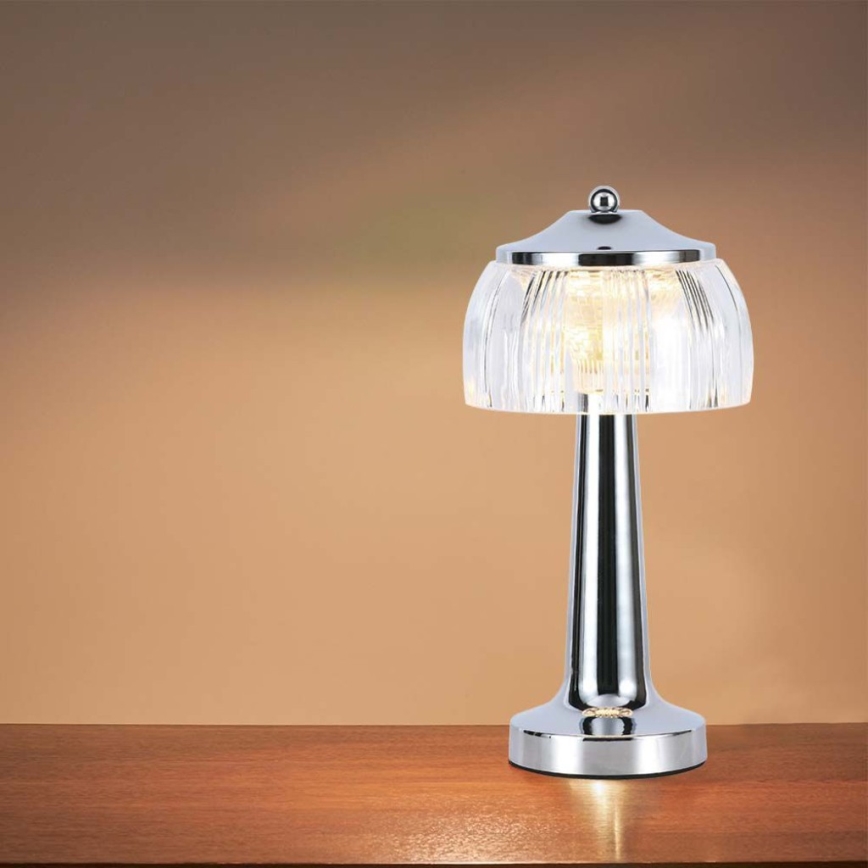 LED Pritemdoma įkraunama jutiklinė stalinė lempa LED/1W/5V 3000-6000K 1800 mAh blizgus chromas