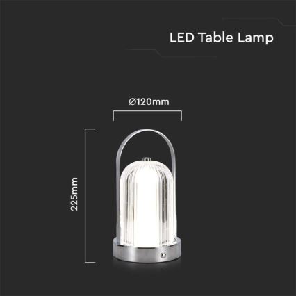 LED Pritemdoma įkraunama jutiklinė stalinė lempa LED/1W/5V 3000-6000K 1800 mAh chromas