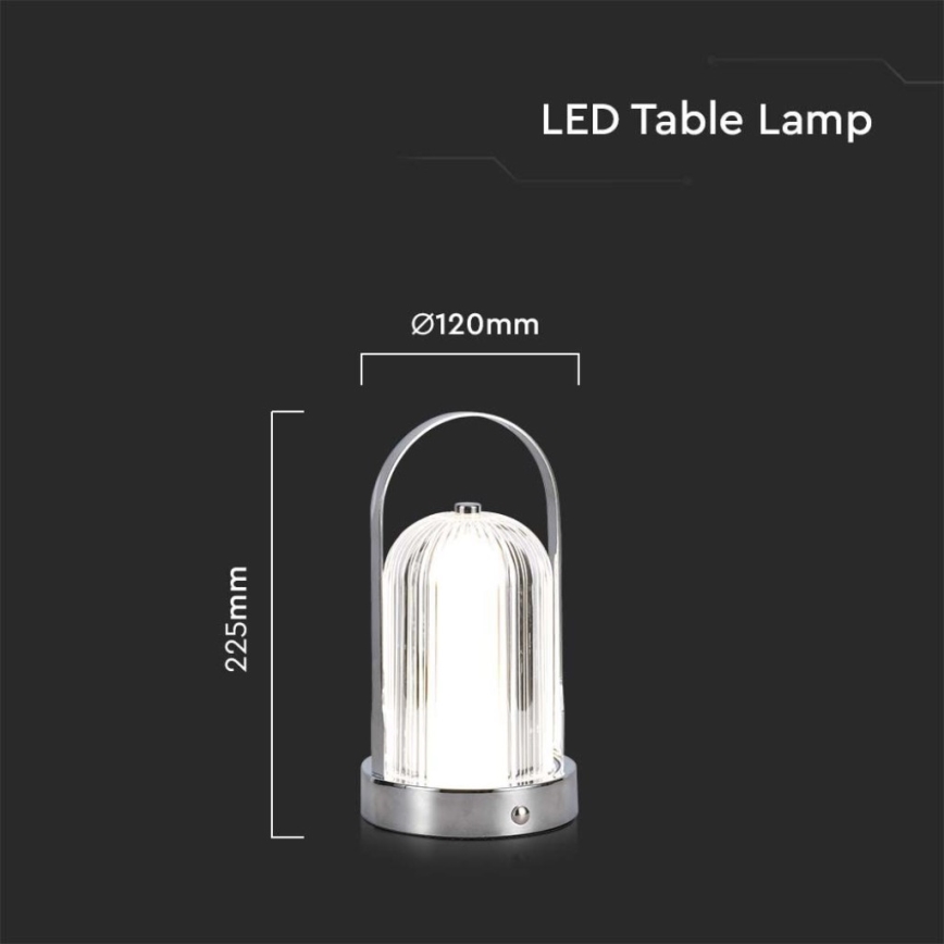 LED Pritemdoma įkraunama jutiklinė stalinė lempa LED/1W/5V 3000-6000K 1800 mAh matinis chromas