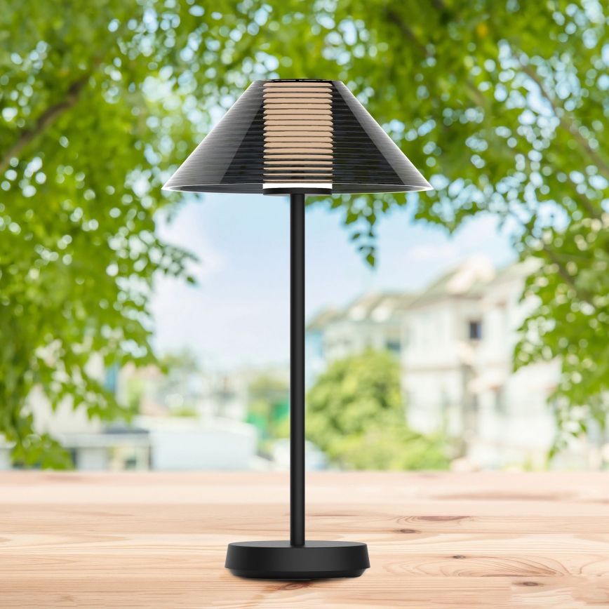 LED Pritemdomas jutiklinis lauko stalinis šviestuvas SERENGETI LED/3,4W/5V USB 3600 mAh IP44 juodas