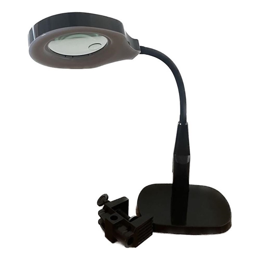 LED pritemdomas stalinis šviestuvas su bifokaliniu padidinamuoju stiklu LED/6W/230V 6000-7000K juoda