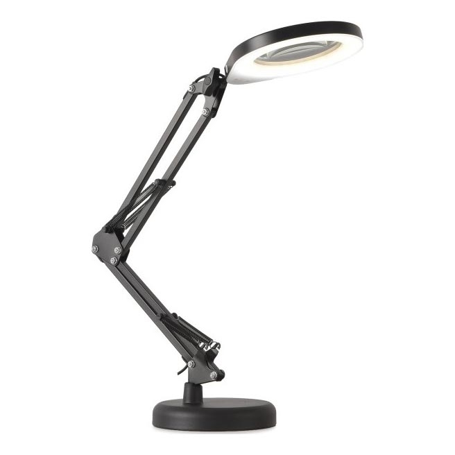 LED pritemdomas stalinis šviestuvas su padidinamuoju stiklu 2in1 AURIQ LOUPE LED/10W/5V 3000/4000/6500K juoda