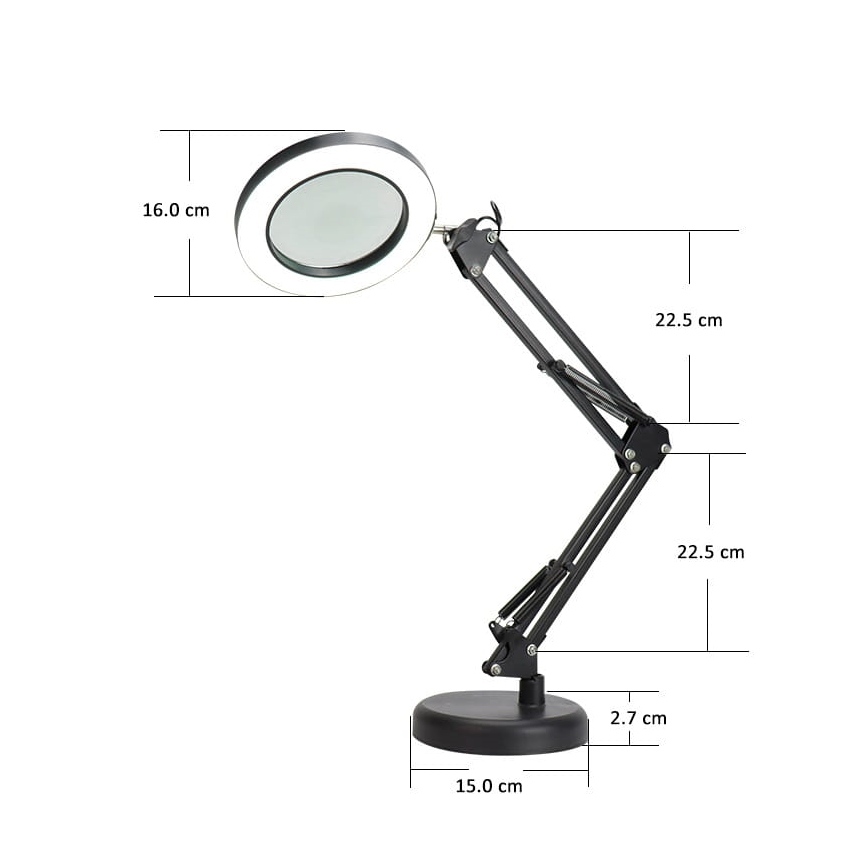 LED pritemdomas stalinis šviestuvas su padidinamuoju stiklu LED/10W/230V 3000/4500/6000K