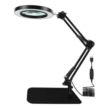LED pritemdomas stalinis šviestuvas su padidinamuoju stiklu LED/11W/5V 3000-6000K juoda