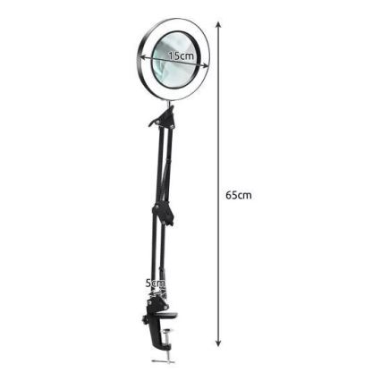 LED pritemdomas stalinis šviestuvas su padidinamuoju stiklu LED/6W/5V 3000K/4000K/6000K juoda