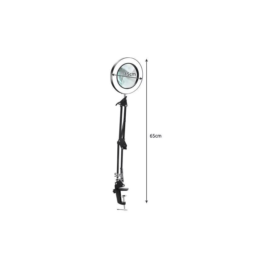 LED pritemdomas stalinis šviestuvas su padidinamuoju stiklu LED/6W/5V 3000K/4000K/6000K juoda