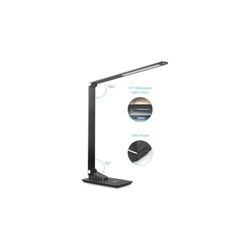 LED pritemdomas stalinis šviestuvas Su USB LED/7W/230V 3000K/4000K/5500K juoda