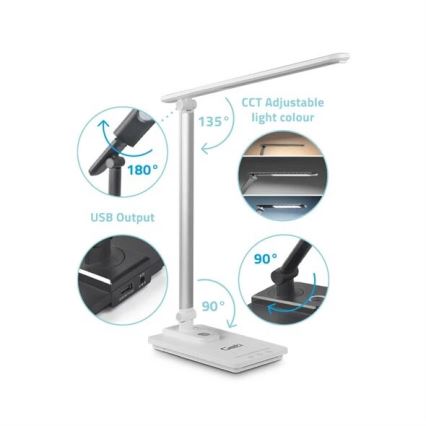 LED pritemdomas stalinis šviestuvas Su USB LED/9W/230V 3000K/4000K/5500K balta