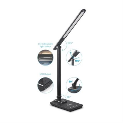 LED pritemdomas stalinis šviestuvas Su USB LED/9W/230V 3000K/4000K/5500K juoda